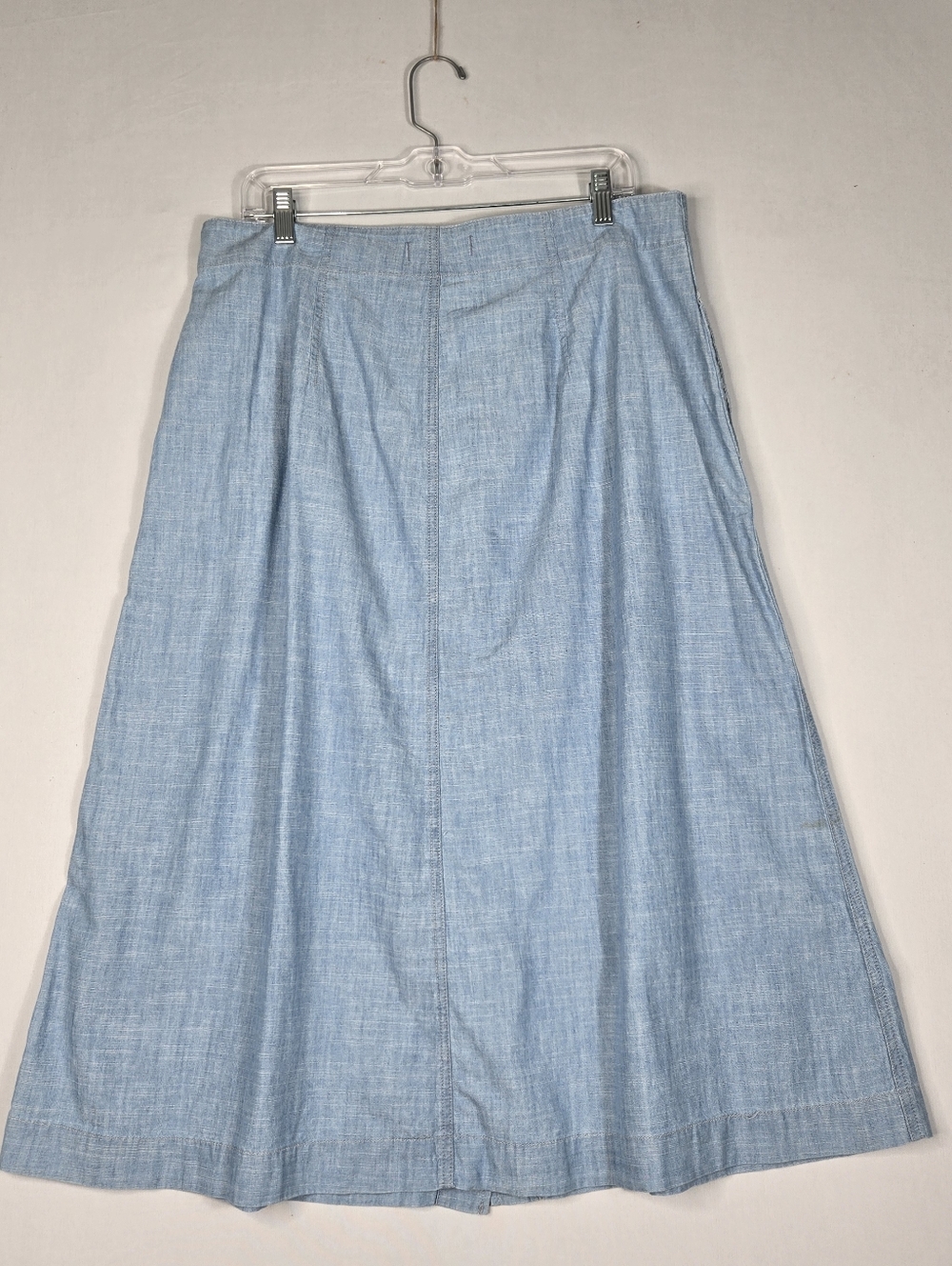 Madewell Chambray Midi Skirt sz 14 Blue Weatherly Wash Button Front Pockets NEW - Picture 11 of 16